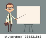 Funny Cartoon Doctor Making a Presentation. Vector Illustration