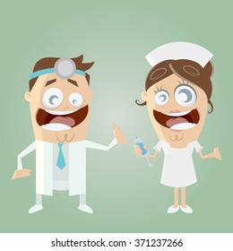 funny cartoon doctor and nurse