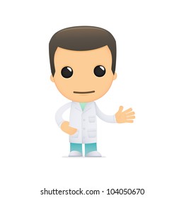 funny cartoon doctor in various poses for use in advertising, presentations, brochures, blogs, documents and forms, etc.