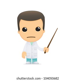 funny cartoon doctor in various poses for use in advertising, presentations, brochures, blogs, documents and forms, etc.