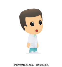 funny cartoon doctor in various poses for use in advertising, presentations, brochures, blogs, documents and forms, etc.