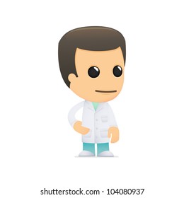 funny cartoon doctor in various poses for use in advertising, presentations, brochures, blogs, documents and forms, etc.