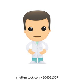 funny cartoon doctor in various poses for use in advertising, presentations, brochures, blogs, documents and forms, etc.