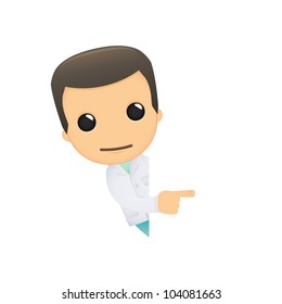 funny cartoon doctor in various poses for use in advertising, presentations, brochures, blogs, documents and forms, etc.