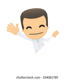 funny cartoon doctor in various poses for use in advertising, presentations, brochures, blogs, documents and forms, etc.