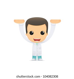 funny cartoon doctor in various poses for use in advertising, presentations, brochures, blogs, documents and forms, etc.