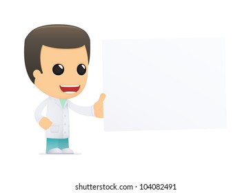 funny cartoon doctor in various poses for use in advertising, presentations, brochures, blogs, documents and forms, etc.