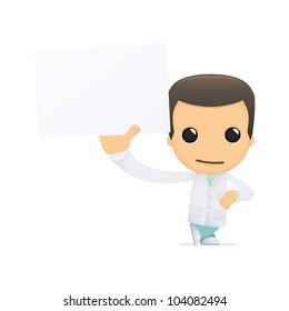 funny cartoon doctor in various poses for use in advertising, presentations, brochures, blogs, documents and forms, etc.
