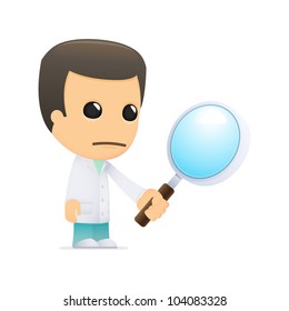 funny cartoon doctor in various poses for use in advertising, presentations, brochures, blogs, documents and forms, etc.