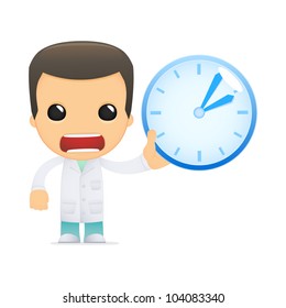 funny cartoon doctor in various poses for use in advertising, presentations, brochures, blogs, documents and forms, etc.