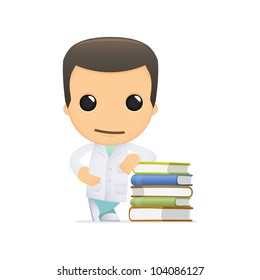 funny cartoon doctor in various poses for use in advertising, presentations, brochures, blogs, documents and forms, etc.