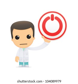 funny cartoon doctor in various poses for use in advertising, presentations, brochures, blogs, documents and forms, etc.