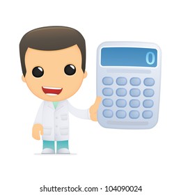 funny cartoon doctor in various poses for use in advertising, presentations, brochures, blogs, documents and forms, etc.