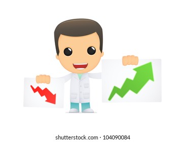 funny cartoon doctor in various poses for use in advertising, presentations, brochures, blogs, documents and forms, etc.