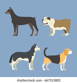 Funny cartoon dog character bread in flat style puppy pet animal doggy vector illustration.