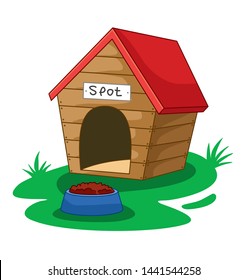 Funny cartoon dog house. Vector cartoon house. Vector illustration for children