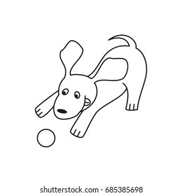 Funny cartoon dog illustration on white background. Vector illustration.