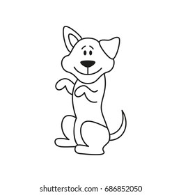 Funny cartoon dog illustration on white background. Vector illustration.