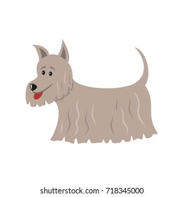 Funny cartoon dog illustration on white background. Vector illustration.