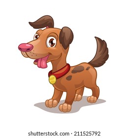 Funny cartoon dog, isolated vector illustration.