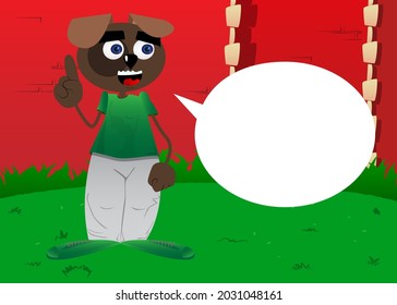 Funny cartoon dog making a point. Vector illustration.
