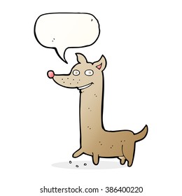 funny cartoon dog with speech bubble