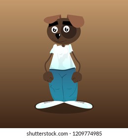 Funny cartoon dog standing. Vector illustration.