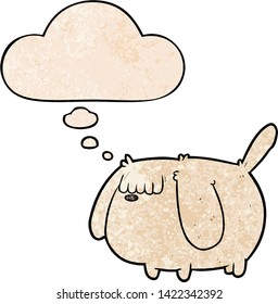 perro de dibujos animados divertidos con burbuja de pensamiento al estilo de textura gruesa