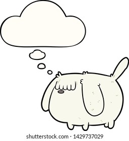 funny cartoon dog with thought bubble