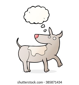 perro de dibujos animados divertidos con burbuja de pensamientos