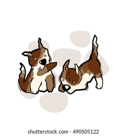Funny cartoon dog. Vector illustration isolated on white background.