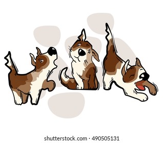 Funny cartoon dog. Vector illustration isolated on white background.