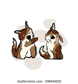 Funny cartoon dog. Vector illustration isolated on white background.