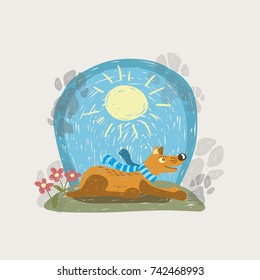 Funny cartoon dog, vector illustration