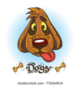 Funny cartoon dog. Vector illustration isolated on white background.