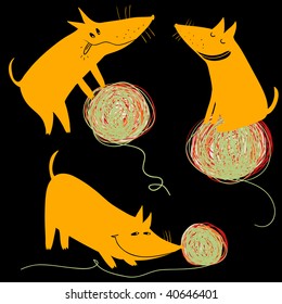Funny cartoon dogs in orange