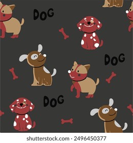 Funny cartoon dogs - Seamless illustration of pets.