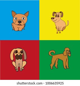 Funny cartoon dogs set. Vector illustration.