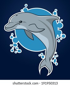 Funny cartoon dolphin.