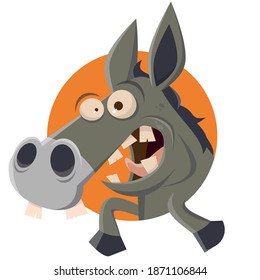 funny cartoon donkey in a badge vector illustration