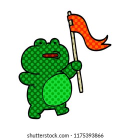 funny cartoon doodle frog