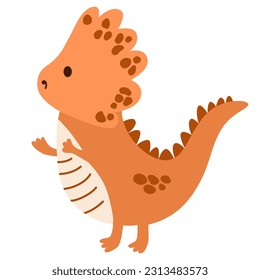 Funny cartoon dragon. Cute fairytale magical lizard. Vector children illustration perfect for print, patterns and children room.