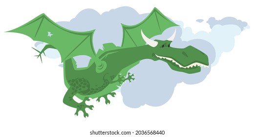 Funny cartoon dragon. Illustration concept for mobile website and internet development.