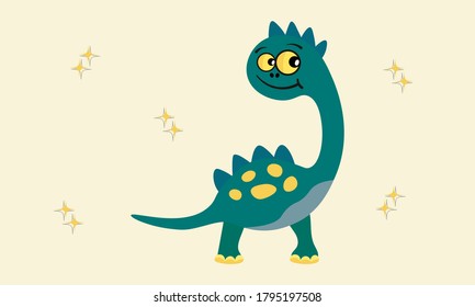 Funny cartoon dragon with a sly smile.
Vector design.
