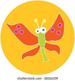 funny cartoon dragonfly. vector illustration