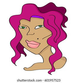 Funny cartoon drawn woman's face for april fools day