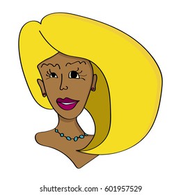 Funny cartoon drawn woman's face for april fools day