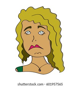Funny cartoon drawn woman's face for april fools day
