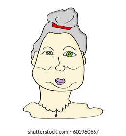 Funny cartoon drawn woman's face for april fools day