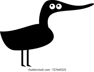 Funny cartoon duck silhouette